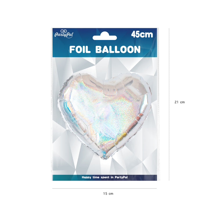 Folioilmapallo Heart holografinen hopea 18 tuumaa