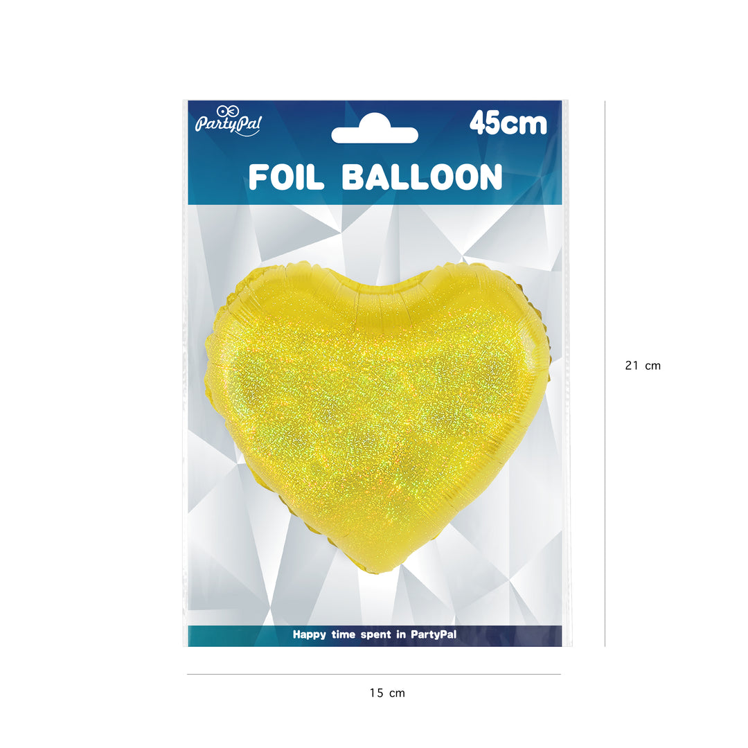 Balon foliowy Serce holograficzny złoty 18 cali