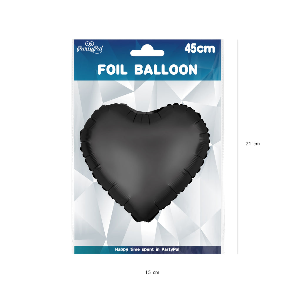 Balon foliowy Serce matowy czarny opakowanie