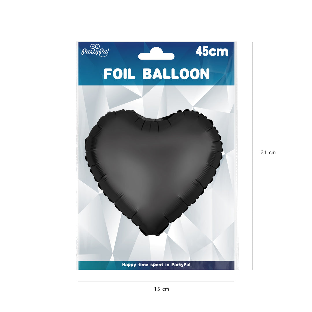 Balon foliowy Serce matowy czarny opakowanie