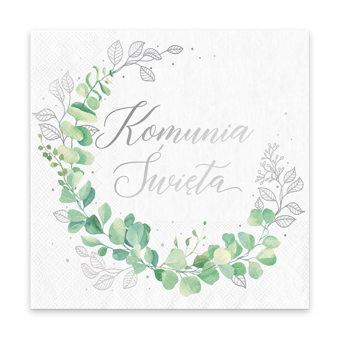 Serwetki komunijne Komunia Święta z kolekcji Eukaliptus srebrny