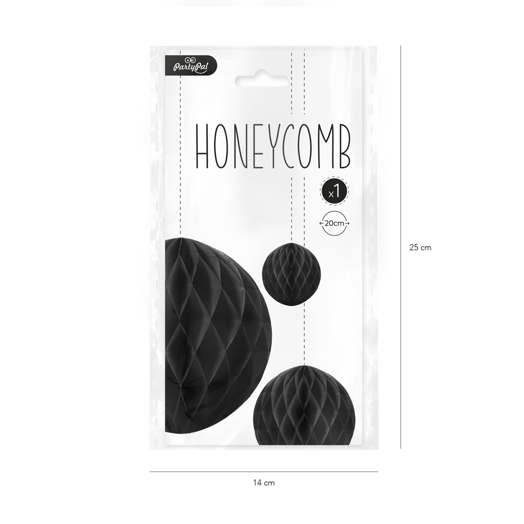 Kula bibułowa Honeycomb czarna 20cm w opakowaniu