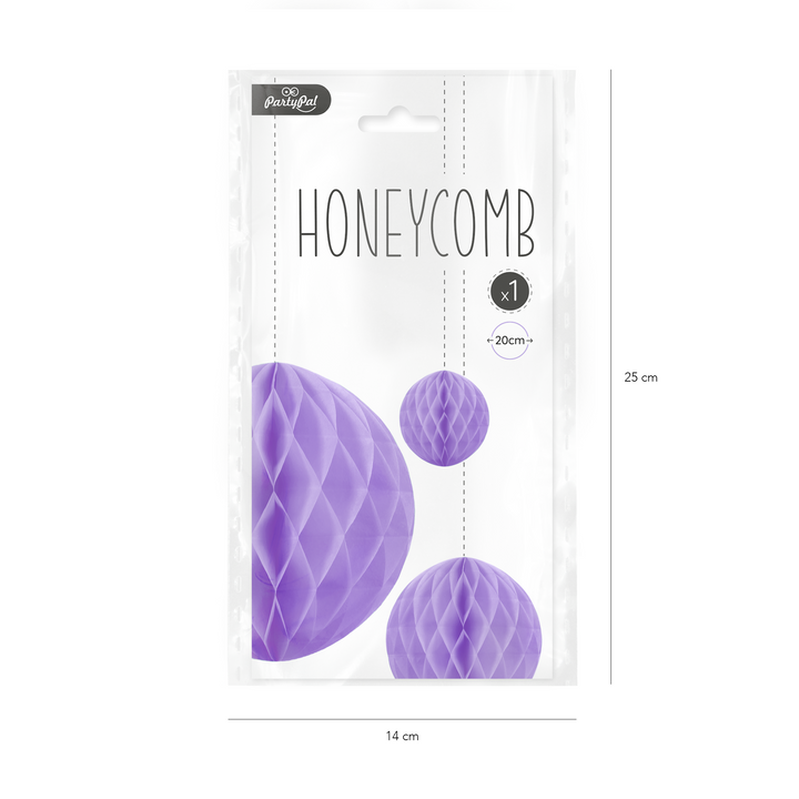 Honeycomb bibułowy, fioletowy, 20 cm