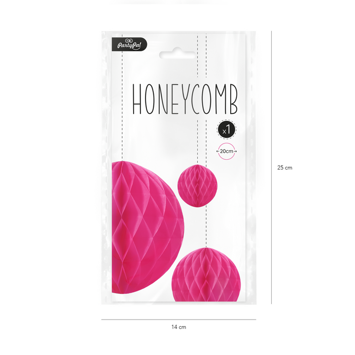 Honeycomb bibułowy, ciemny różowy, 20 cm