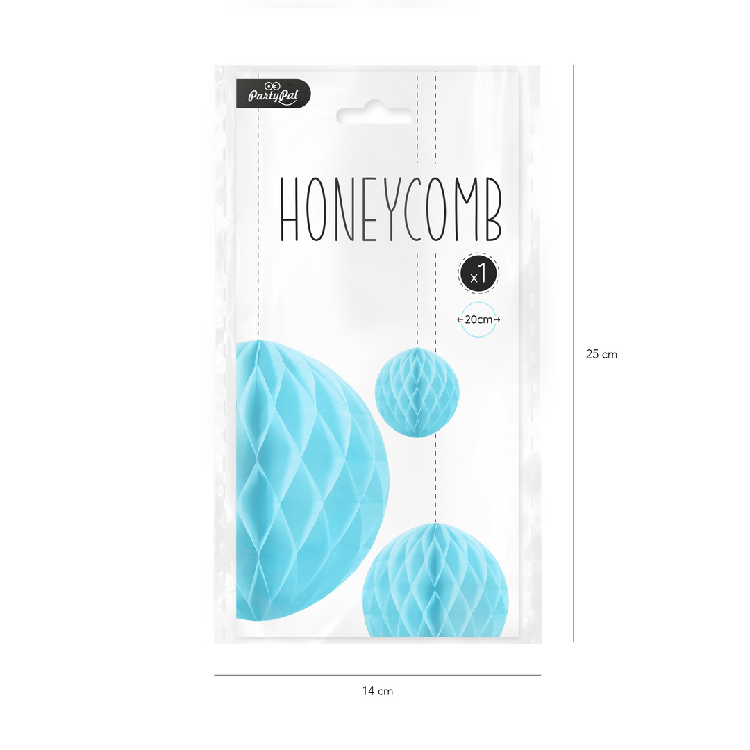 Honeycomb bibułowy, błękitny, 20 cm