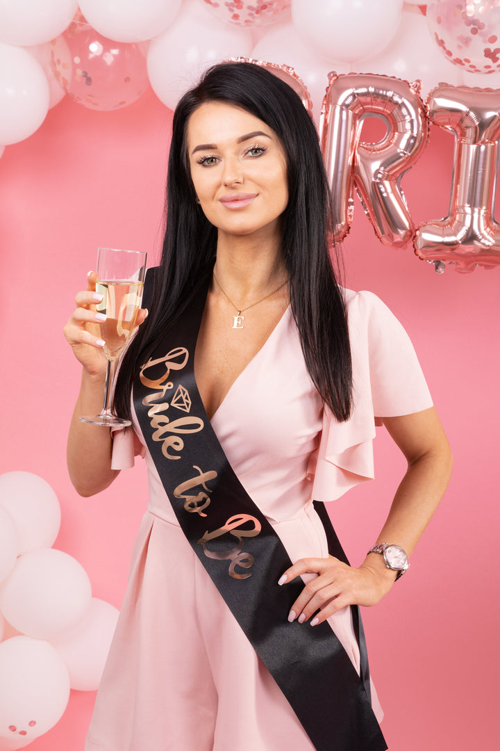 Szarfa na wieczór panieński Bride to Be czarna-rose gold 160cm