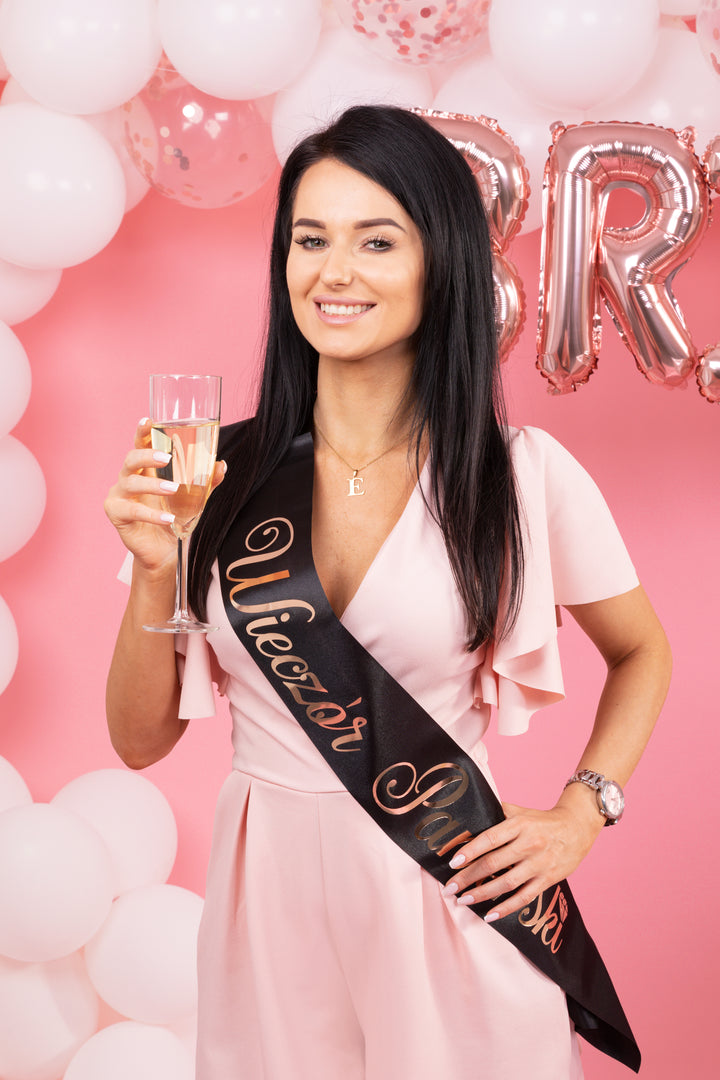 Szarfa na wieczór panieński czarna-rose gold 160cm