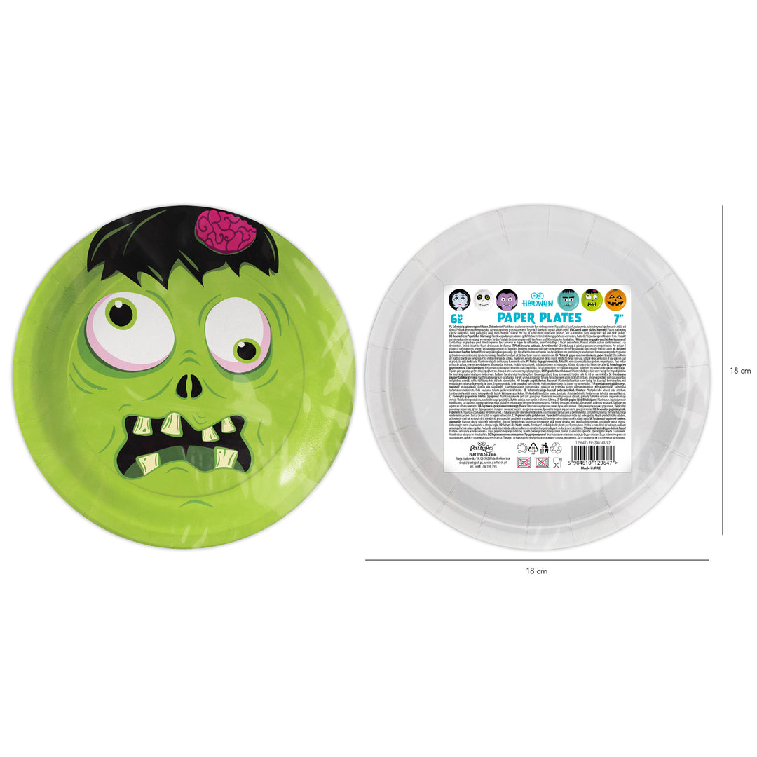Talerzyk papierowy Halloween Monsters 7cali 6szt.