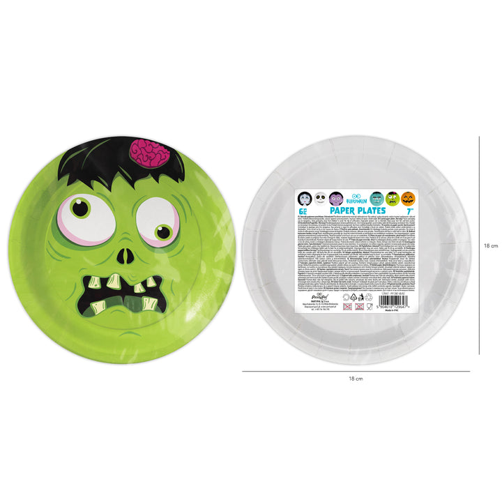 Talerzyk papierowy Halloween Monsters 7cali 6szt.