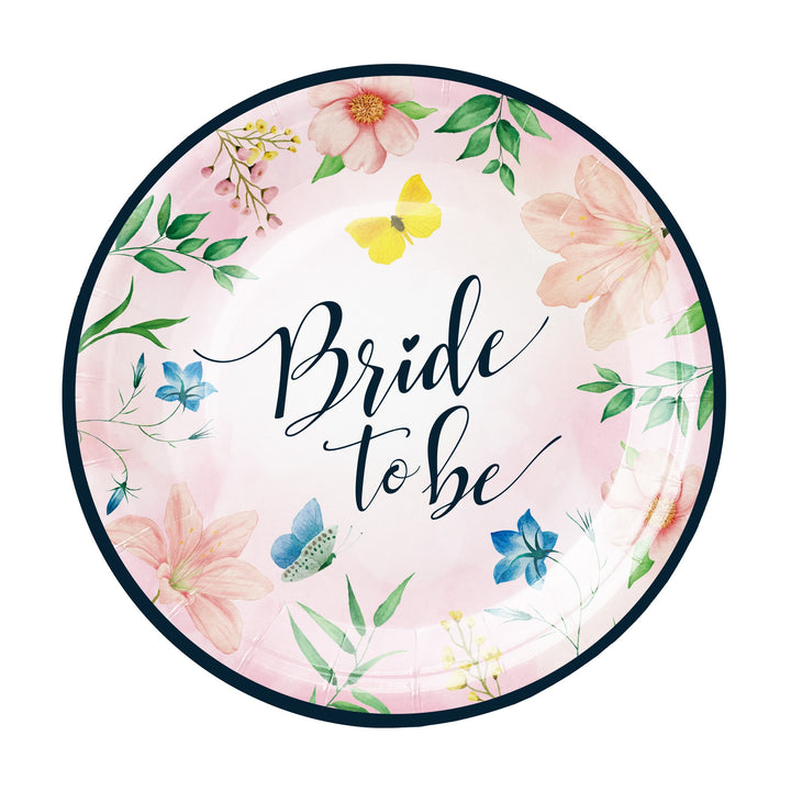 Talerzyki papierowe Bride to be Kwiaty 7cali 6szt.