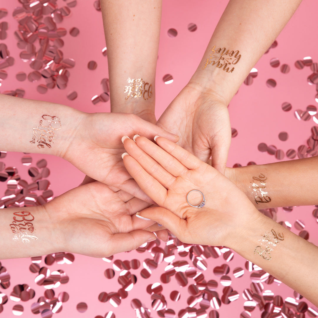 Tatuaże zmywalne Bride to Be rose gold zestaw 13szt.