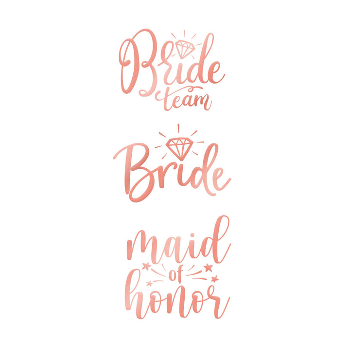 Tatuaże zmywalne Bride to Be rose gold zestaw 13szt.