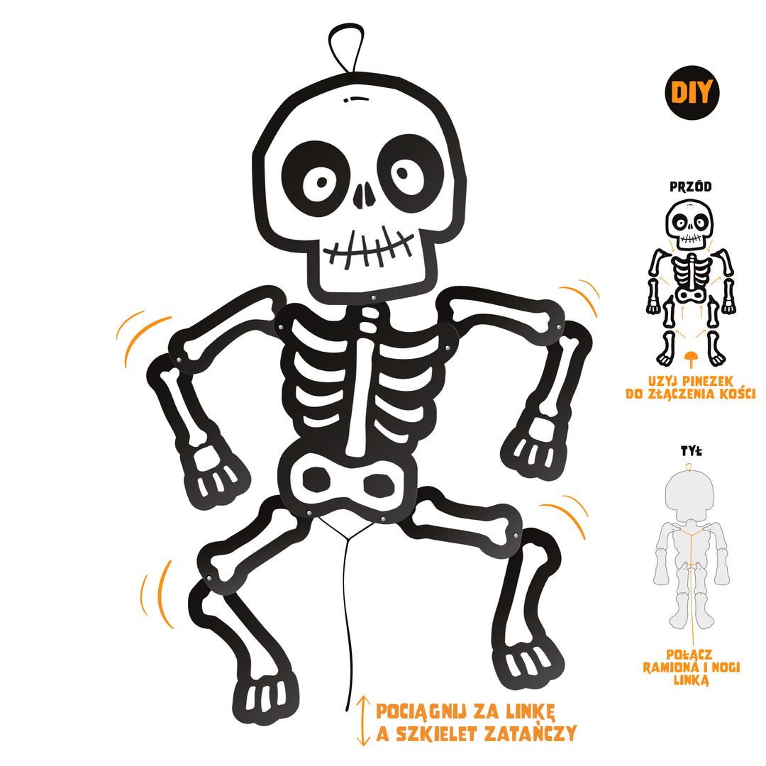 Wiszący szkielet Halloween Monsters DIY z instrukcją złożenia