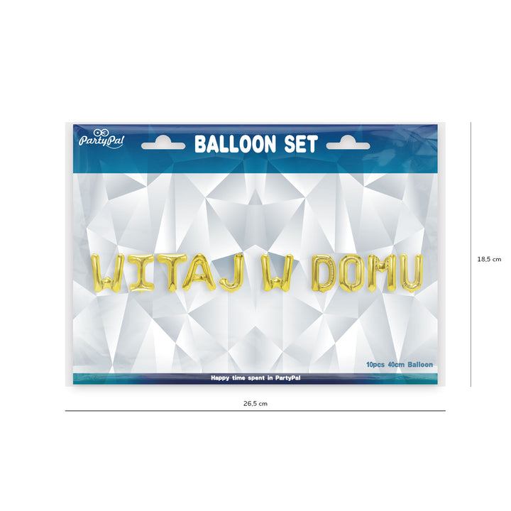 Balon foliowy napis WITAJ W DOMU złoty