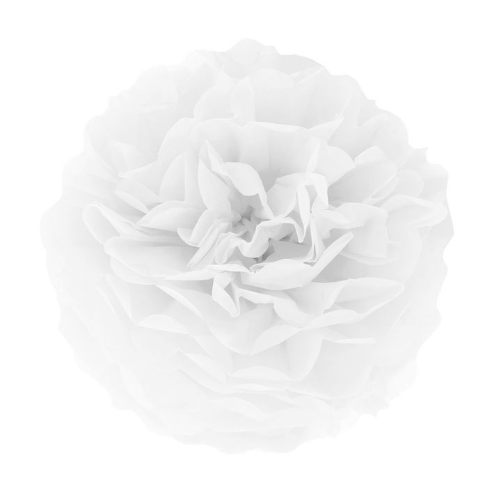 Pompon bibułowy, biały, 15 cm