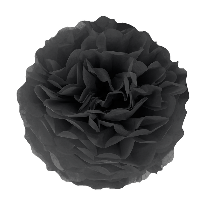 Pompon bibułowy czarny 25cm