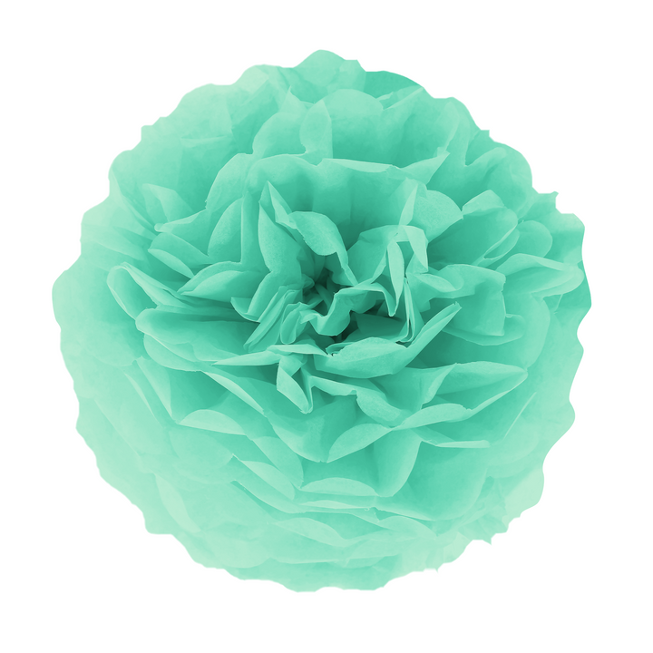 Pompon bibułowy, turkusowy, 35 cm