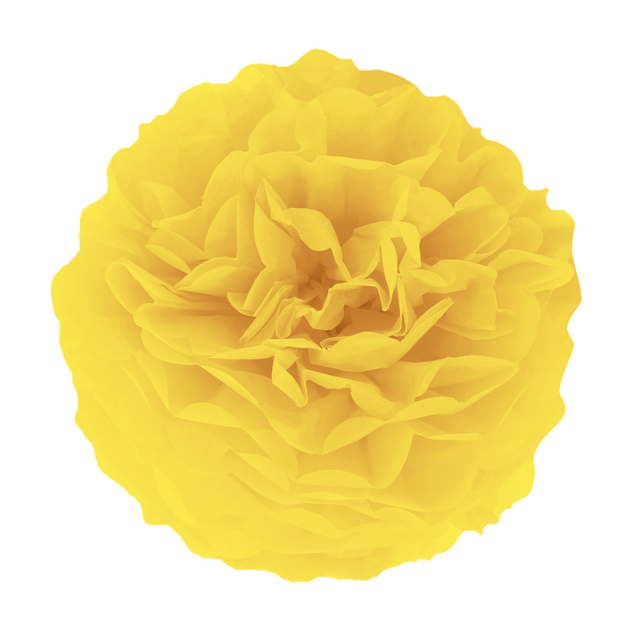 Pompon bibułowy, żółty, 15 cm
