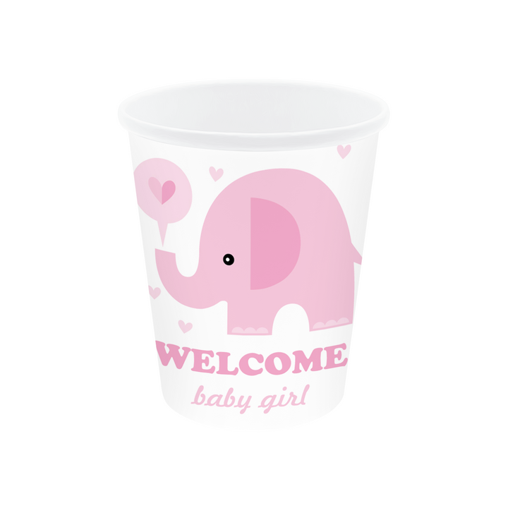 Kubek Baby Shower Słonik różowy 220ml 6szt.