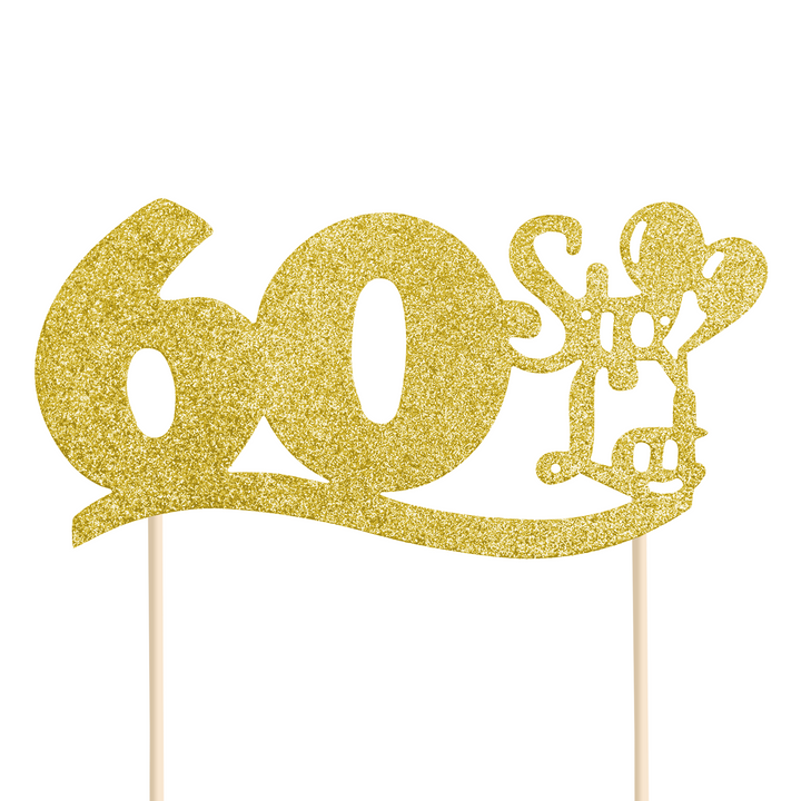 Golden 60th birthday cake toppers