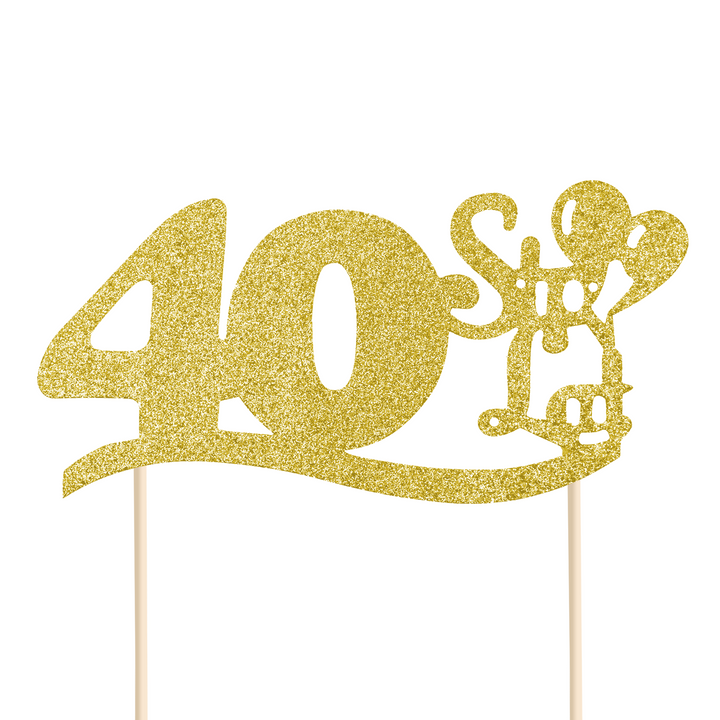 Gold 40th birthday cake toppers