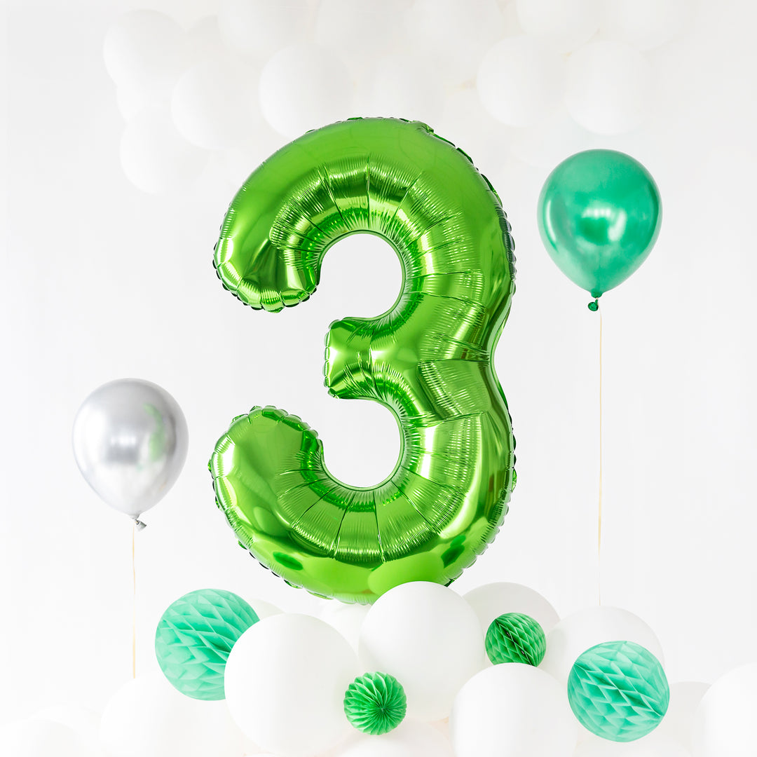 Balon foliowy cyfra 3 zielony 100cm