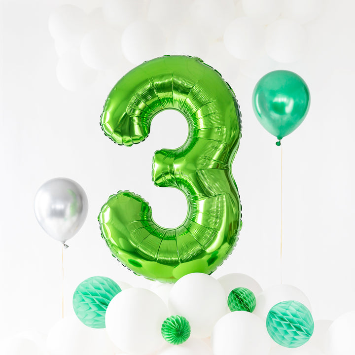 Balon foliowy cyfra 3 zielony 100cm