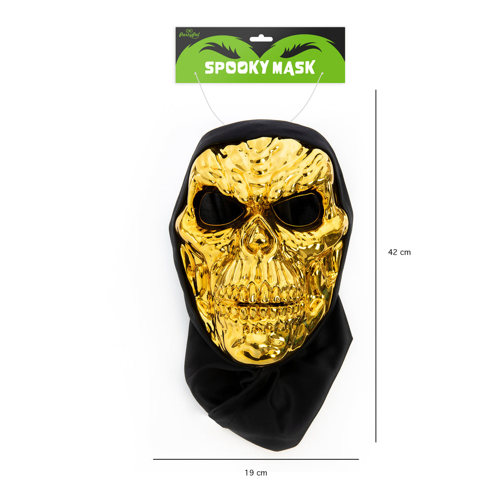 Maska Halloween Czacha złota w opakowaniu