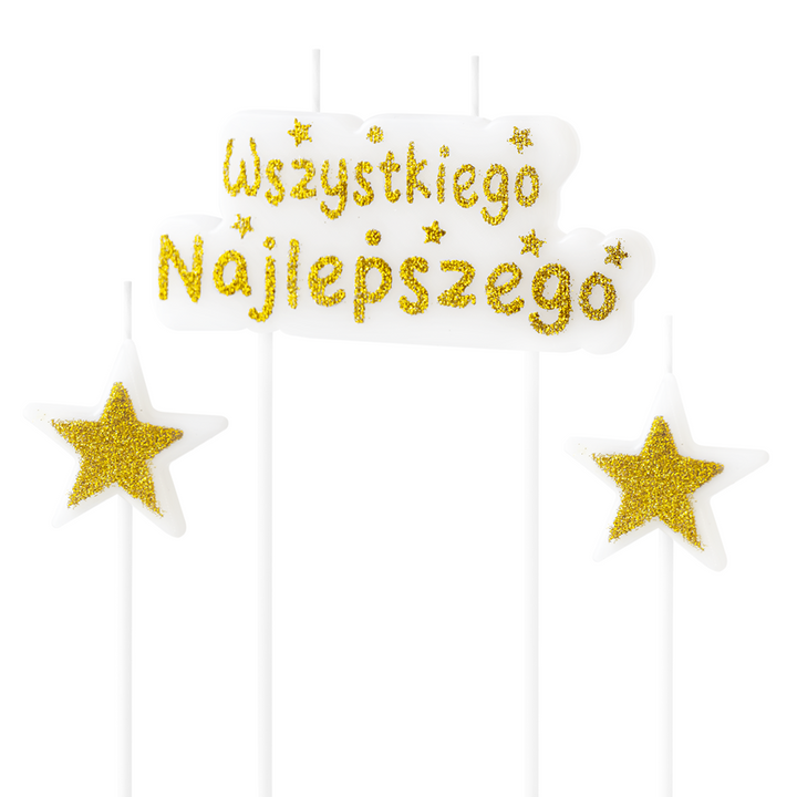 Świeczka urodzinowa złota Wszystkiego najlepszego